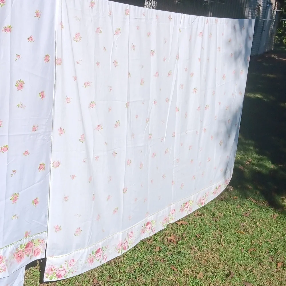 2 vintage pink green Springmaid in USA double flat sheets